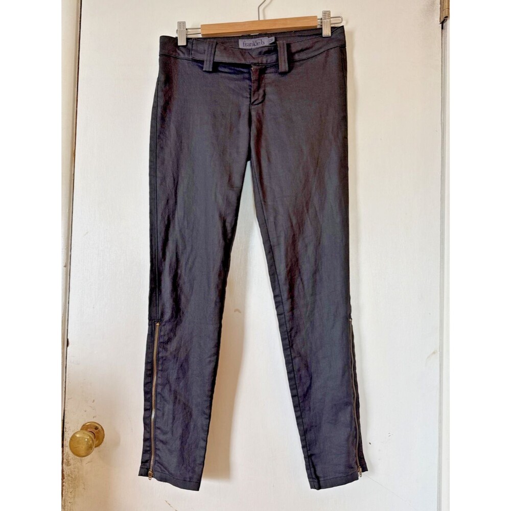 Frankie B Black Skinny Zip Leg Trousers Pants Stretch Cotton | Women's 26